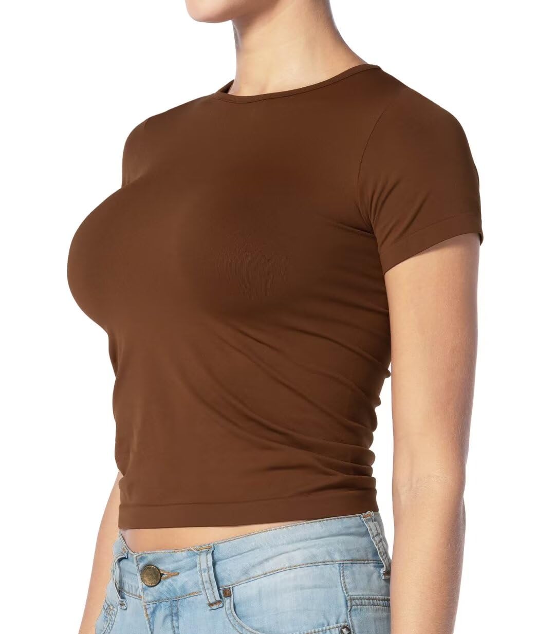 Sunzel Short Sleeve Fitted Basic T Shirts for Women, Ultra Soft Crew Neck Basic Tee Cute Trendy Summer Tops Tight Tees