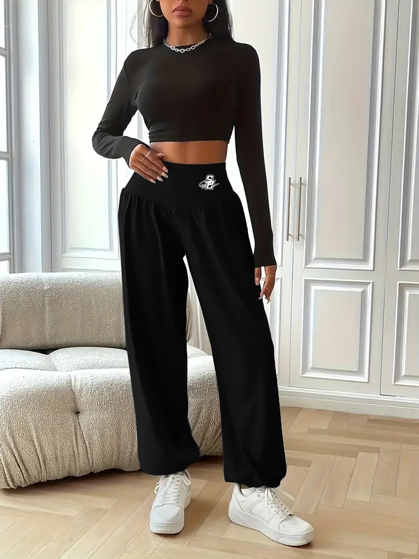High Waist Lantern Pants for Women Tummy Control Yoga Waist Lounge Pants,Elastic Stretch Casual Workout Daily Wear