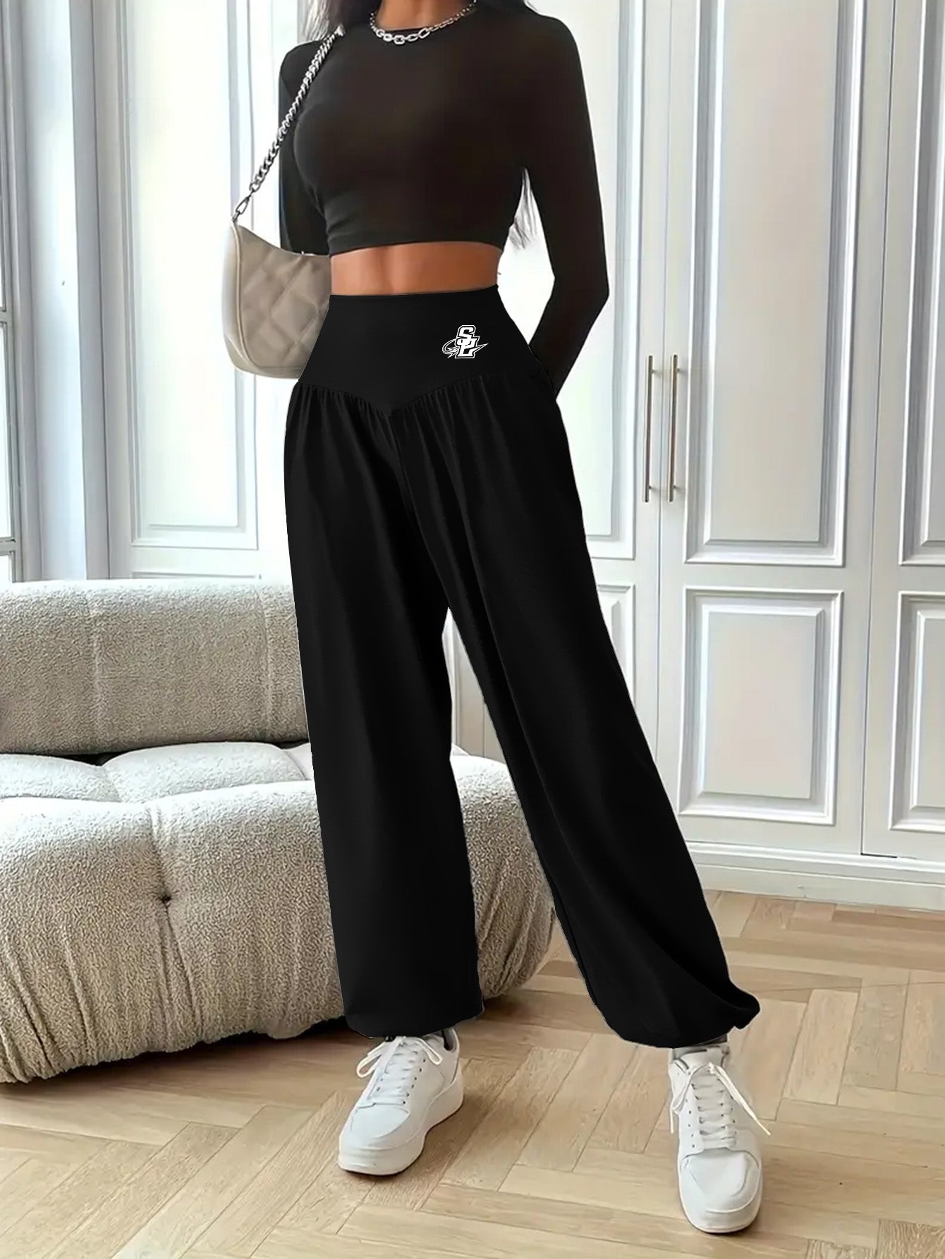 High Waist Lantern Pants for Women Tummy Control Yoga Waist Lounge Pants,Elastic Stretch Casual Workout Daily Wear
