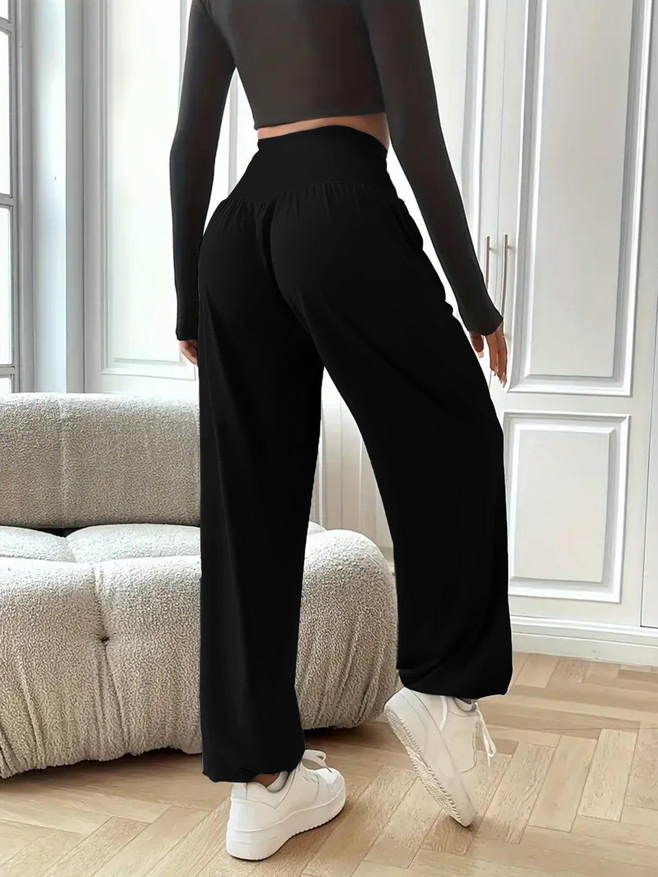 High Waist Lantern Pants for Women Tummy Control Yoga Waist Lounge Pants,Elastic Stretch Casual Workout Daily Wear