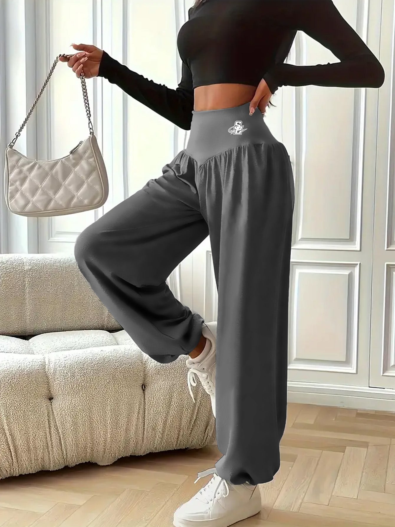 High Waist Lantern Pants for Women Tummy Control Yoga Waist Lounge Pants,Elastic Stretch Casual Workout Daily Wear