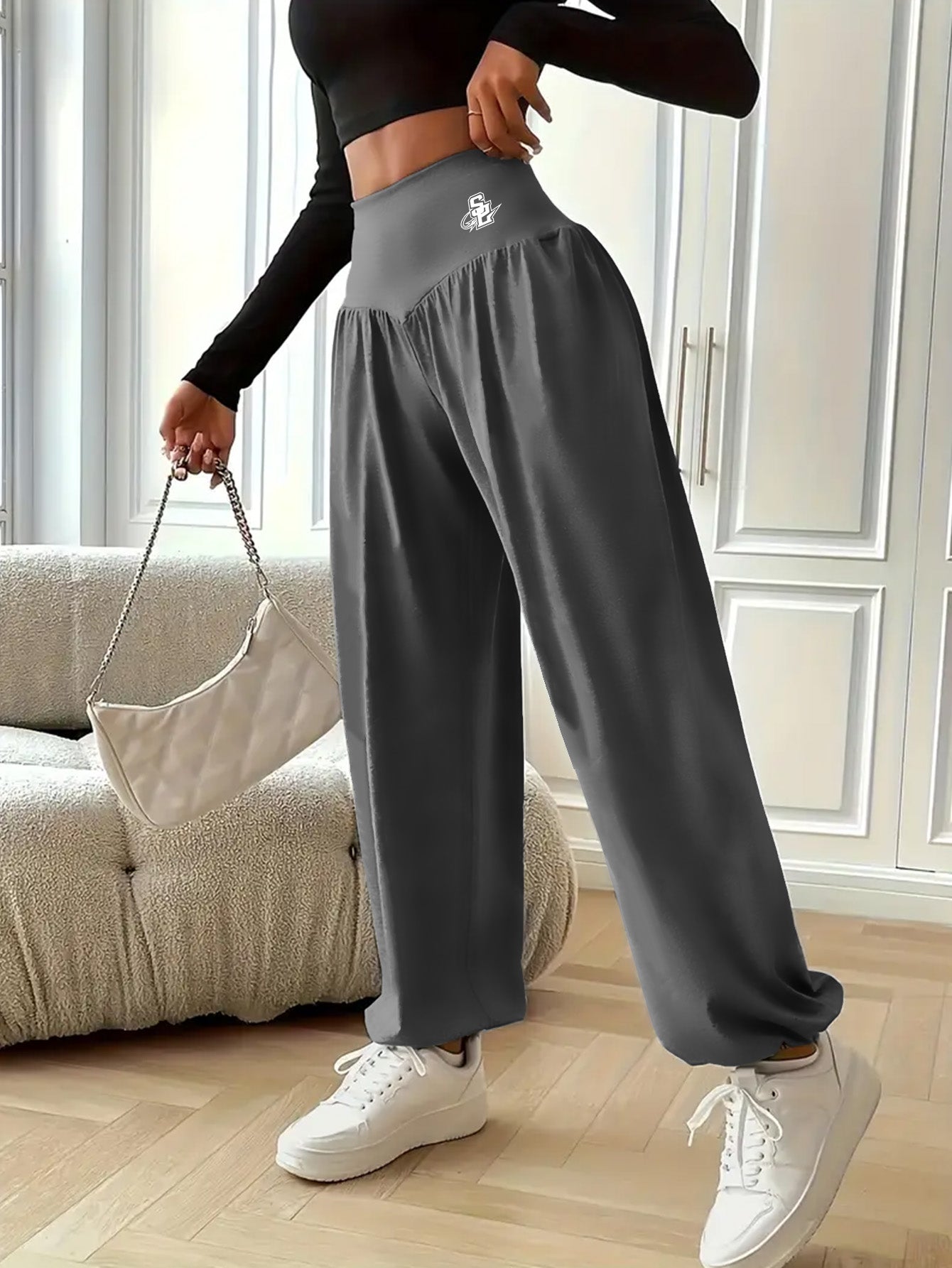 High Waist Lantern Pants for Women Tummy Control Yoga Waist Lounge Pants,Elastic Stretch Casual Workout Daily Wear