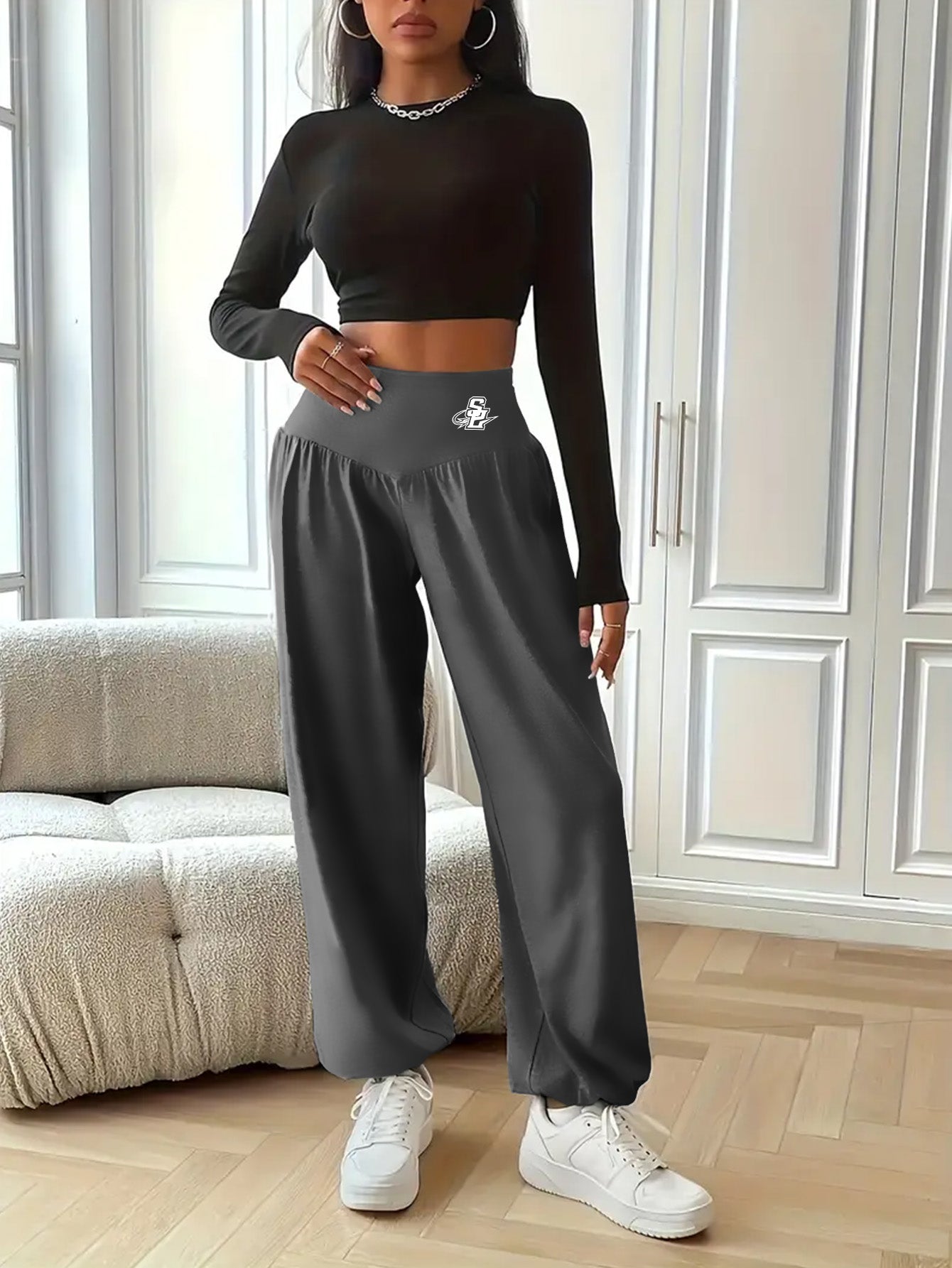 High Waist Lantern Pants for Women Tummy Control Yoga Waist Lounge Pants,Elastic Stretch Casual Workout Daily Wear