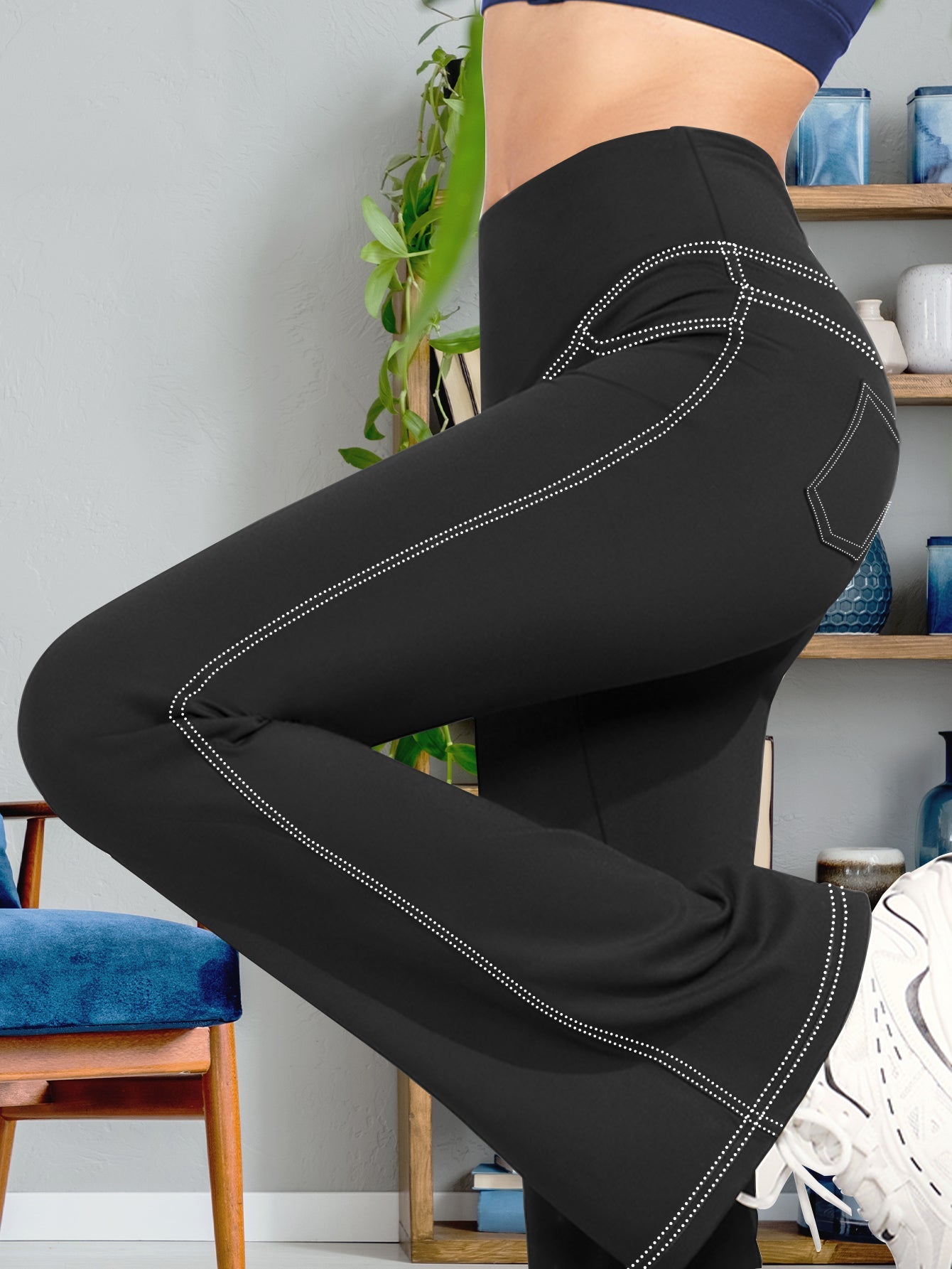 Women's High-Waisted Flare Pants Stretchy Polyester Spandex Blend,Comfort Fit, Elastic Waist,30"Inseam,Sizes S-5XL,Casual Lounge Trousers