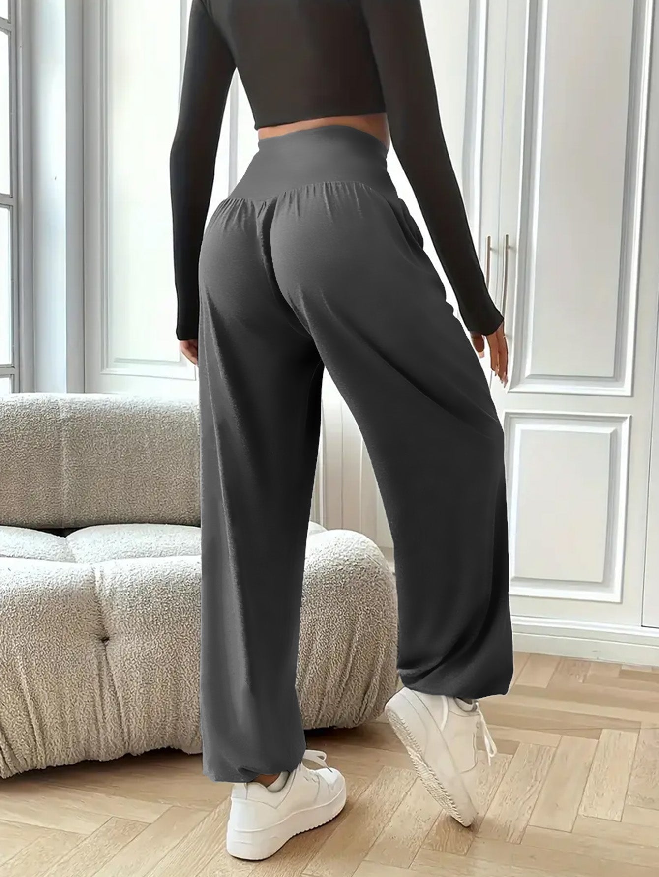 High Waist Lantern Pants for Women Tummy Control Yoga Waist Lounge Pants,Elastic Stretch Casual Workout Daily Wear