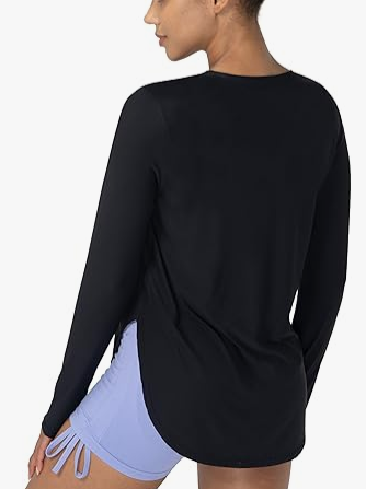 Women's Lightweight Sun Shirt Long Sleeve Stretchy Loose Fit Top Breathable Workout Casual Wear