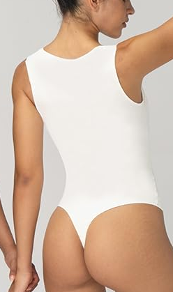 Women's Square Neck Bodysuit Slim-Fit Stretch Undershirt Moisture-Wicking Breathable High-Waist Pants Skirts Compatible