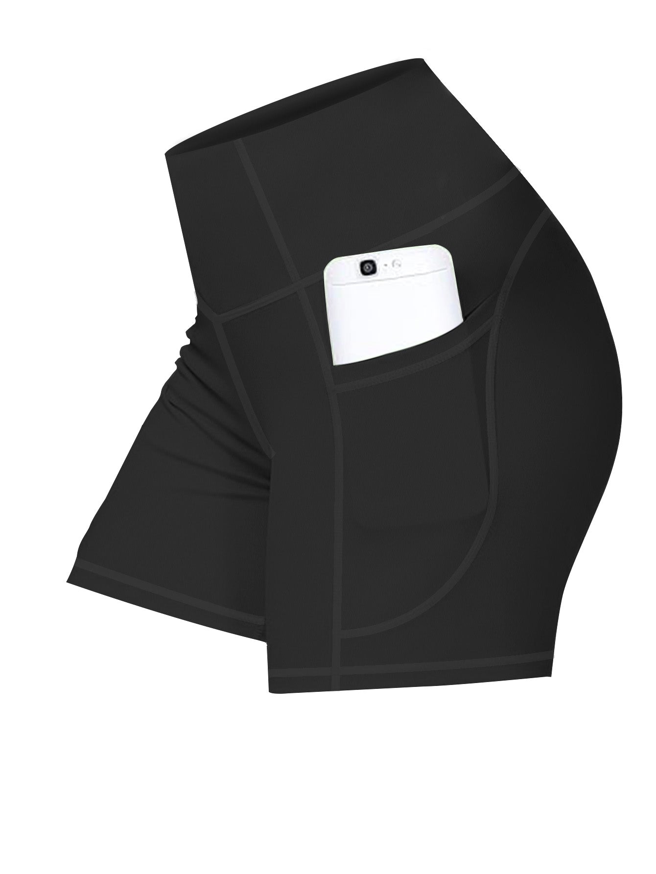 High-Waisted Yoga Shorts with Phone Pocket Women's Workout Shorts 10 Inch Inseam Moisture-Wicking Fabric Tummy Control Fitness Shorts for Running Gym Pilates