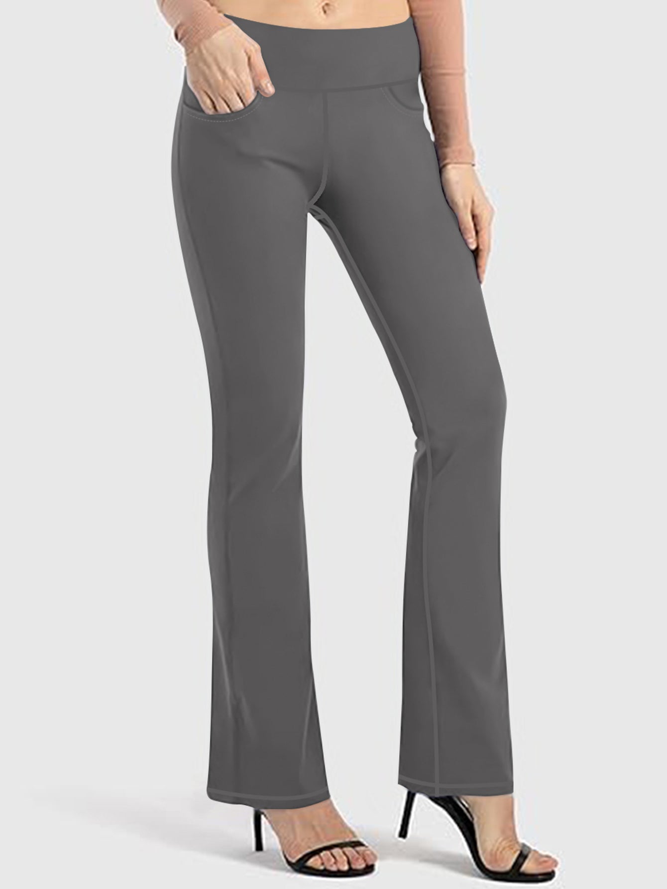 High-Waisted Yoga Bootcut Pants with Side Pocket Stretchy Women's Workout Leggings Comfortable & Flexible for Gym,Running,Yoga Sizes S-5XL