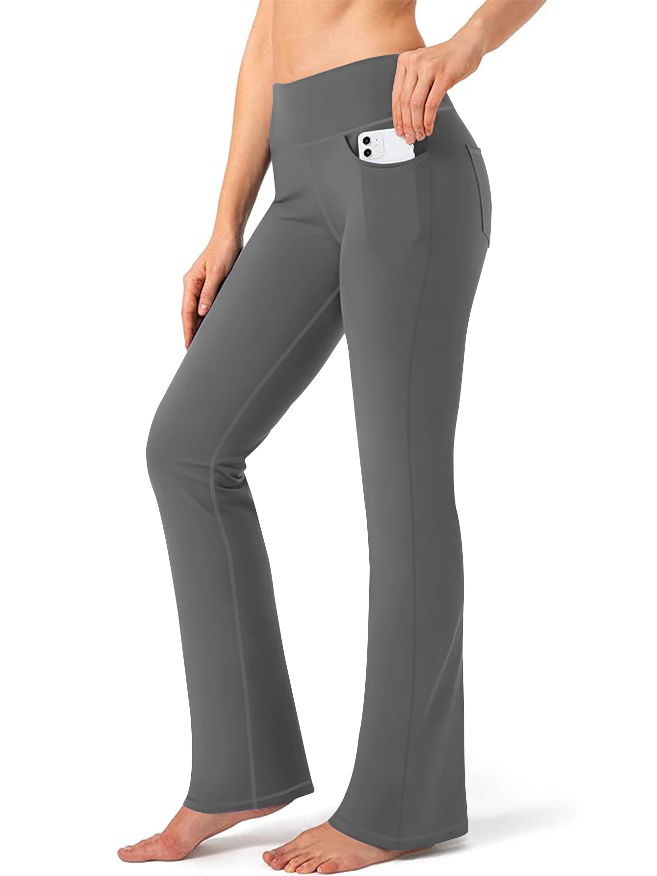 High-Waisted Yoga Bootcut Pants with Side Pocket Stretchy Women's Workout Leggings Comfortable & Flexible for Gym,Running,Yoga Sizes S-5XL