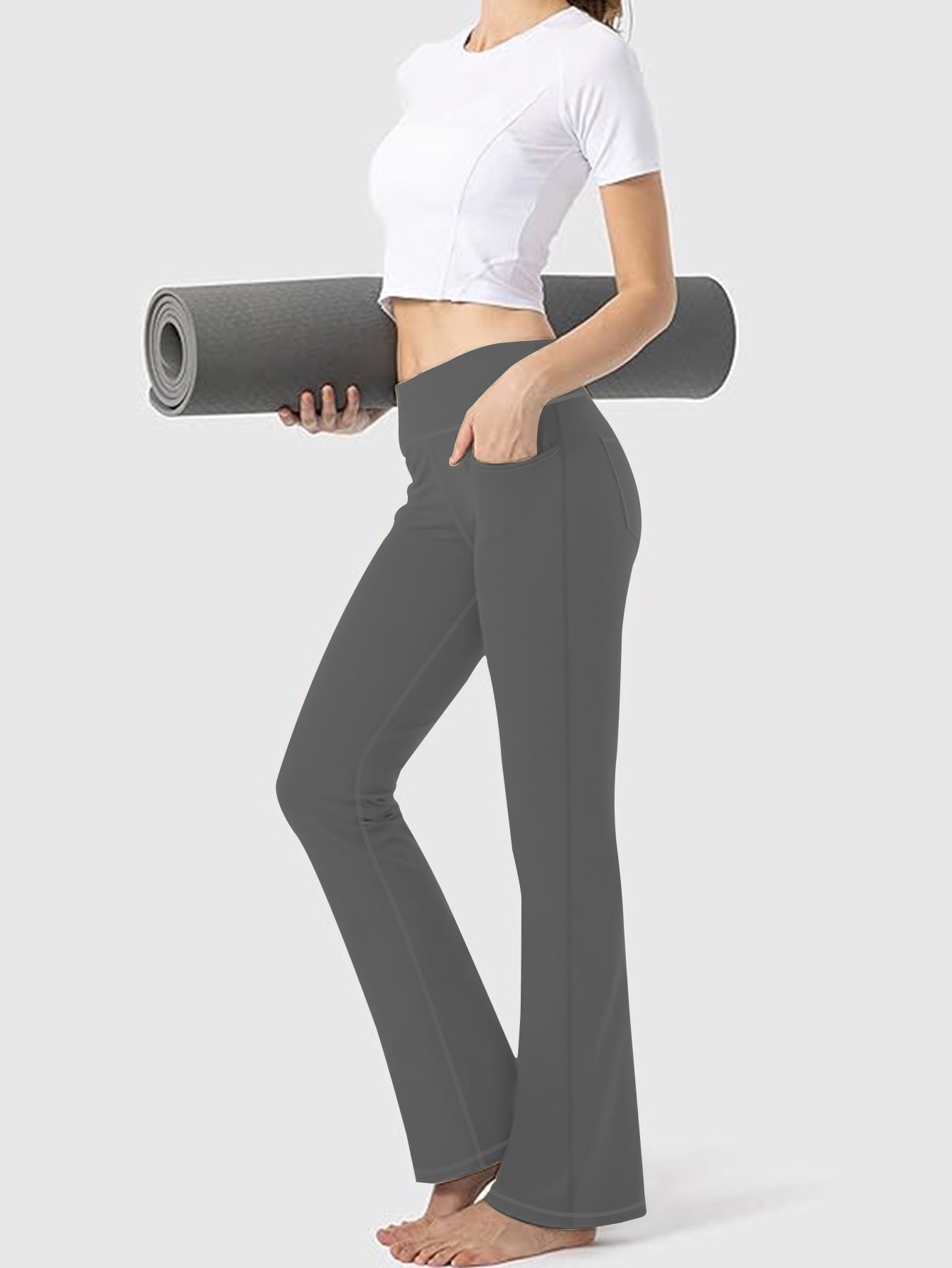 High-Waisted Yoga Bootcut Pants with Side Pocket Stretchy Women's Workout Leggings Comfortable & Flexible for Gym,Running,Yoga Sizes S-5XL