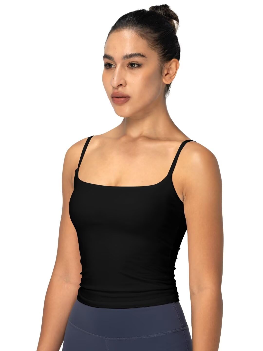 Women's Square Neck Crop Top Tummy Control Body Sculpting High-Stretch Workout Top Breathable Slimming Tank for Gym Daily Wear