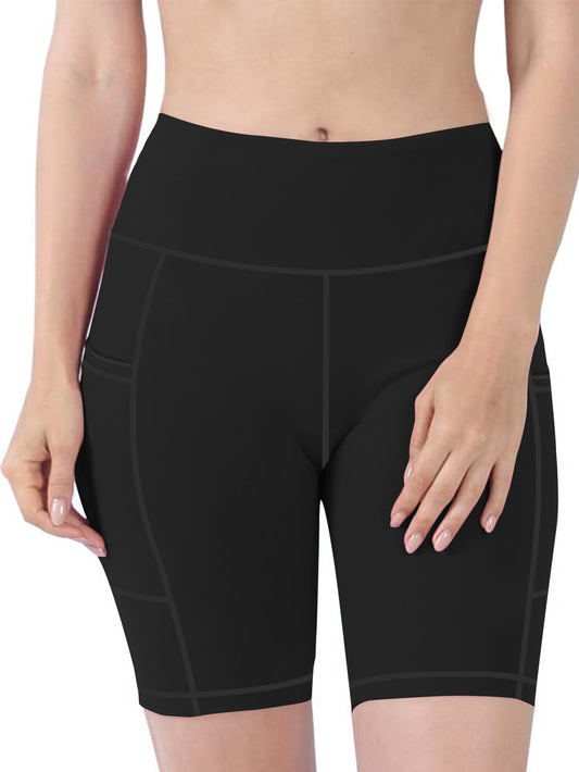 Plus Size High-Waisted Workout Shorts with Pockets Tummy Control Yoga Running Shorts for Women Moisture-Wicking Extended Sizes