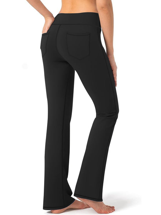 High-Waisted Yoga Bootcut Pants with Side Pocket Stretchy Women's Workout Leggings Comfortable & Flexible for Gym,Running,Yoga Sizes S-5XL