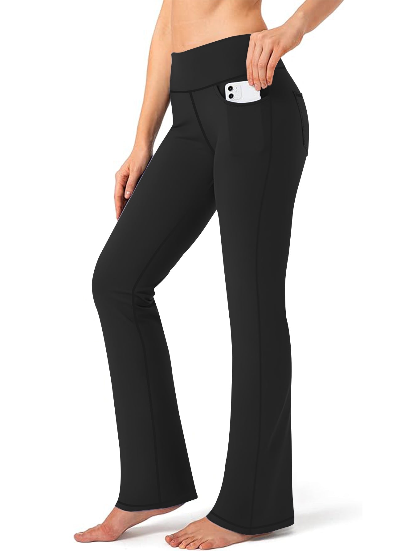 High-Waisted Yoga Bootcut Pants with Side Pocket Stretchy Women's Workout Leggings Comfortable & Flexible for Gym,Running,Yoga Sizes S-5XL