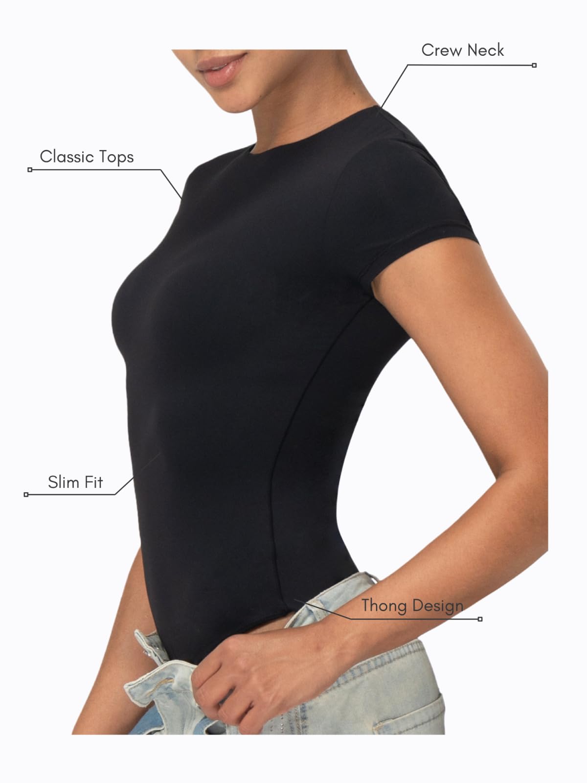 Women's Crew Neck Sleeveless Jumpsuit Slim Fit Thong Bodysuit Moisture-Wicking Breathable