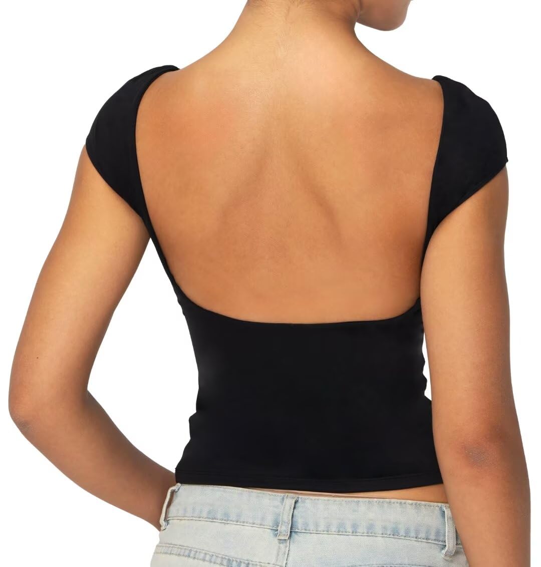 Women's Lace Back T-Shirt High-Stretch Slim Fit Breathable Top Workout Casual Outfit
