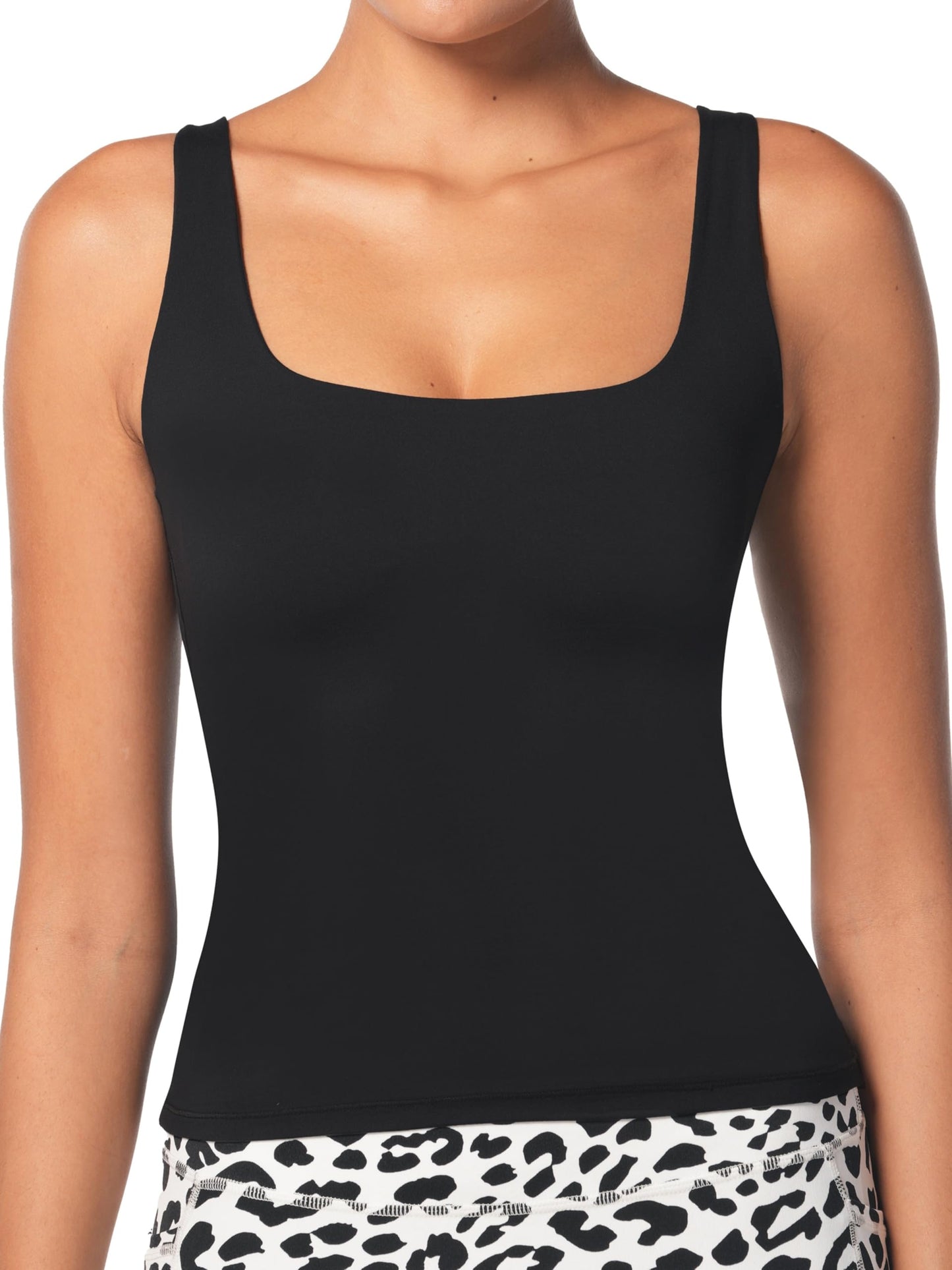 omen's Square Neck Tank Top High Elasticity Workout Tops Moisture-Wicking Breathable Stretch Camisole for Summer