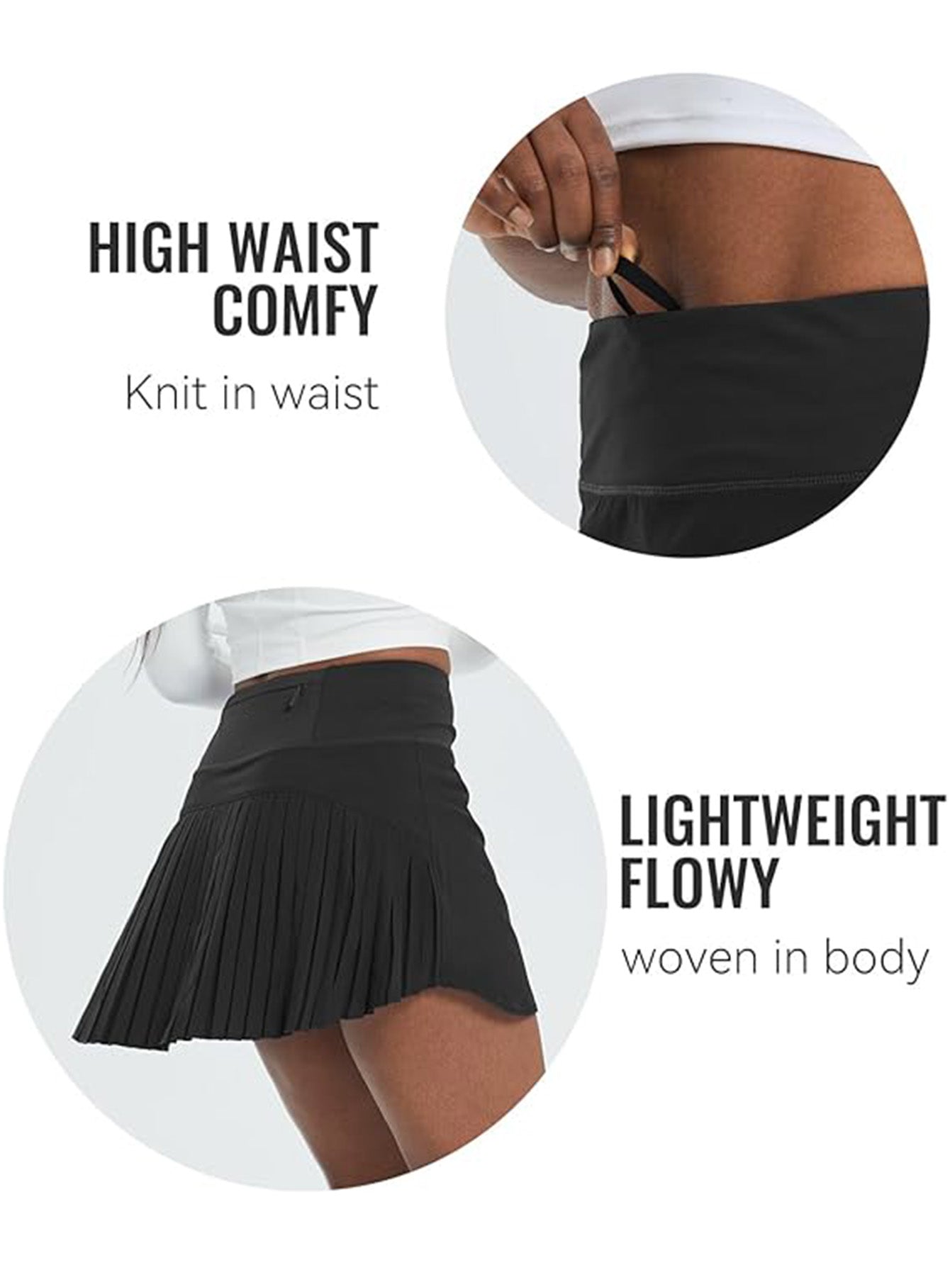 Women's High Waist Tennis Skirt with Zipper Pocket Moisture-Wicking Pleated Athletic Skirt for Women, Built-in Shorts for Running,Yoga,Gym