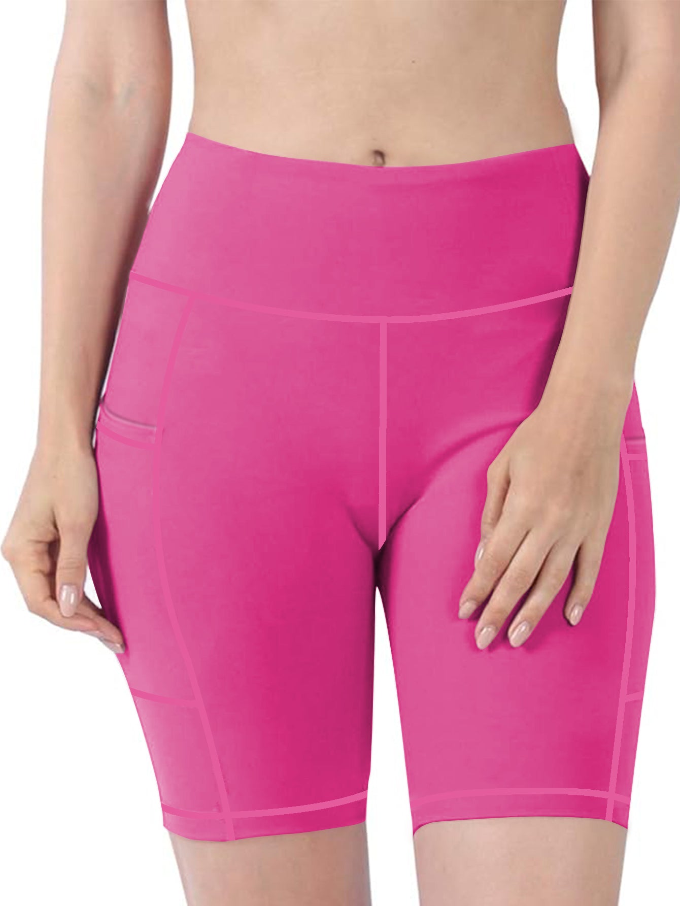 Plus Size High-Waisted Workout Shorts with Pockets Tummy Control Yoga Running Shorts for Women Moisture-Wicking Extended Sizes