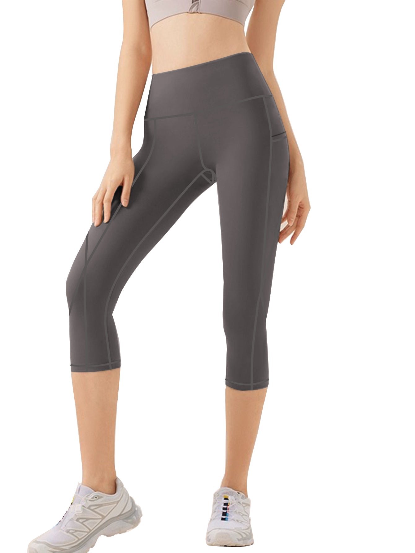 Plus Size Yoga Pants with Pockets High Waist Tummy Control 0XL-5XL Women's Workout Capris