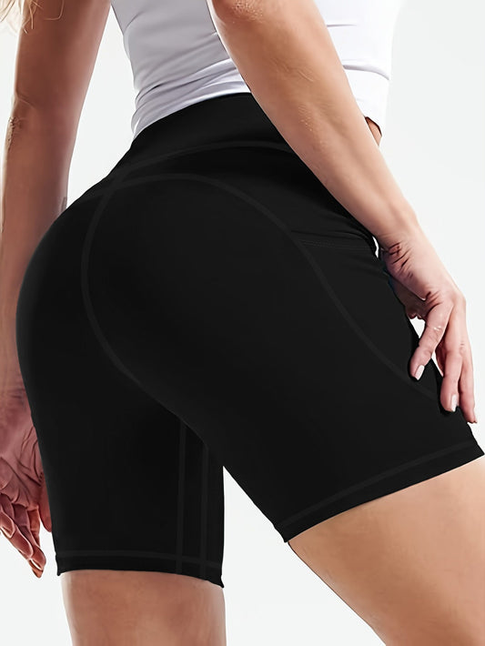 High-Waisted Yoga Shorts with Phone Pocket Women's Workout Shorts 10 Inch Inseam Moisture-Wicking Fabric Tummy Control Fitness Shorts for Running Gym Pilates