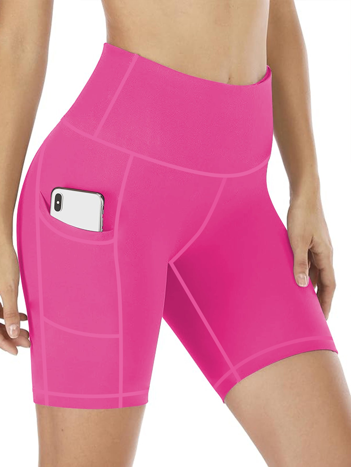 Plus Size High-Waisted Workout Shorts with Pockets Tummy Control Yoga Running Shorts for Women Moisture-Wicking Extended Sizes