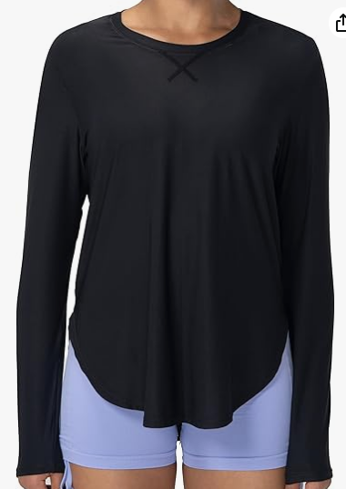 Women's Lightweight Sun Shirt Long Sleeve Stretchy Loose Fit Top Breathable Workout Casual Wear