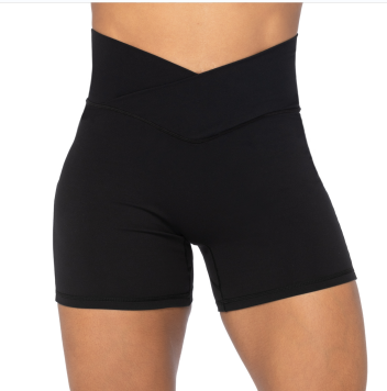 High-Waist Compression Yoga Skorts Breathable Elastic Wave Hem Women's Workout Shorts for Yoga Pilates Running