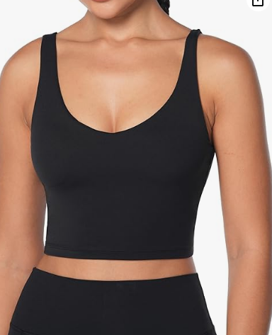 Women's Workout Sports Bra Deep V-Neck High Support Slim-Fit Moisture-Wicking for Running Yoga Gym