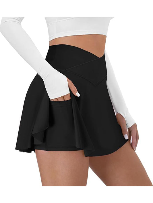 Women's Tennis Skirt High-Waisted Workout Skirt with Built-in Anti-Slip Shorts Side Pocket for Phone,Perfect for Tennis,Yoga,Running