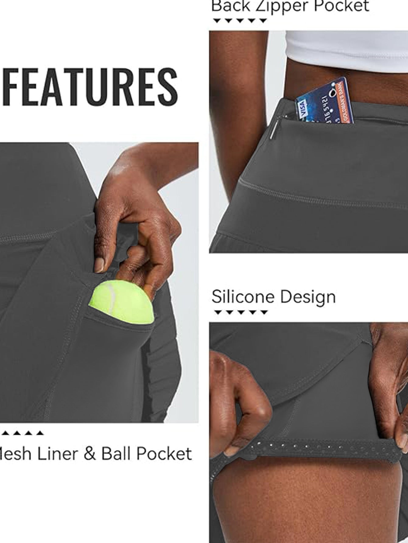 Plus Size Women's Tennis Skirt with Anti-Slip Shorts Phone Pocket High Waisted Tummy Control Workout Skirt for Curvy Women XL-5XL