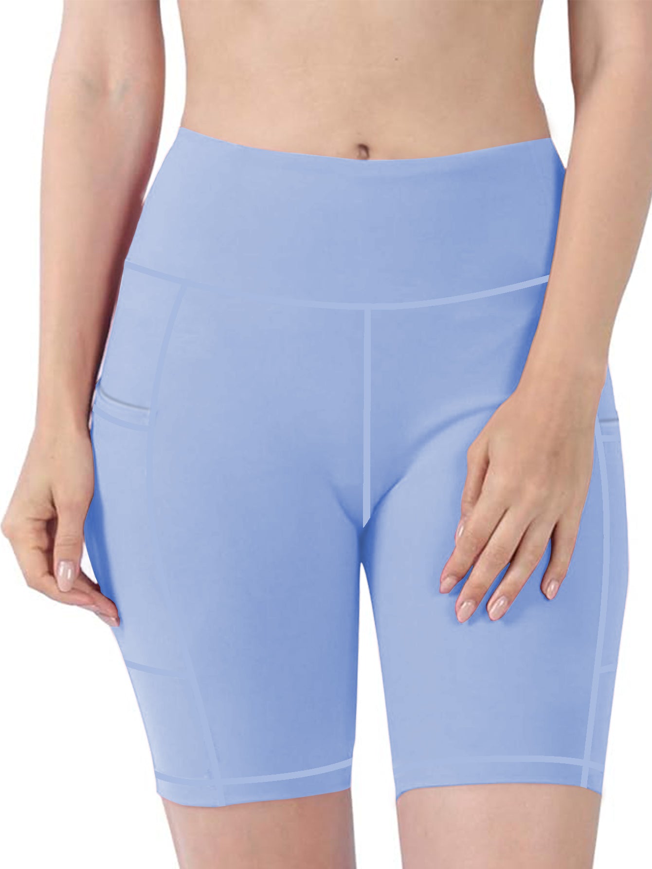 Plus Size High-Waisted Workout Shorts with Pockets Tummy Control Yoga Running Shorts for Women Moisture-Wicking Extended Sizes