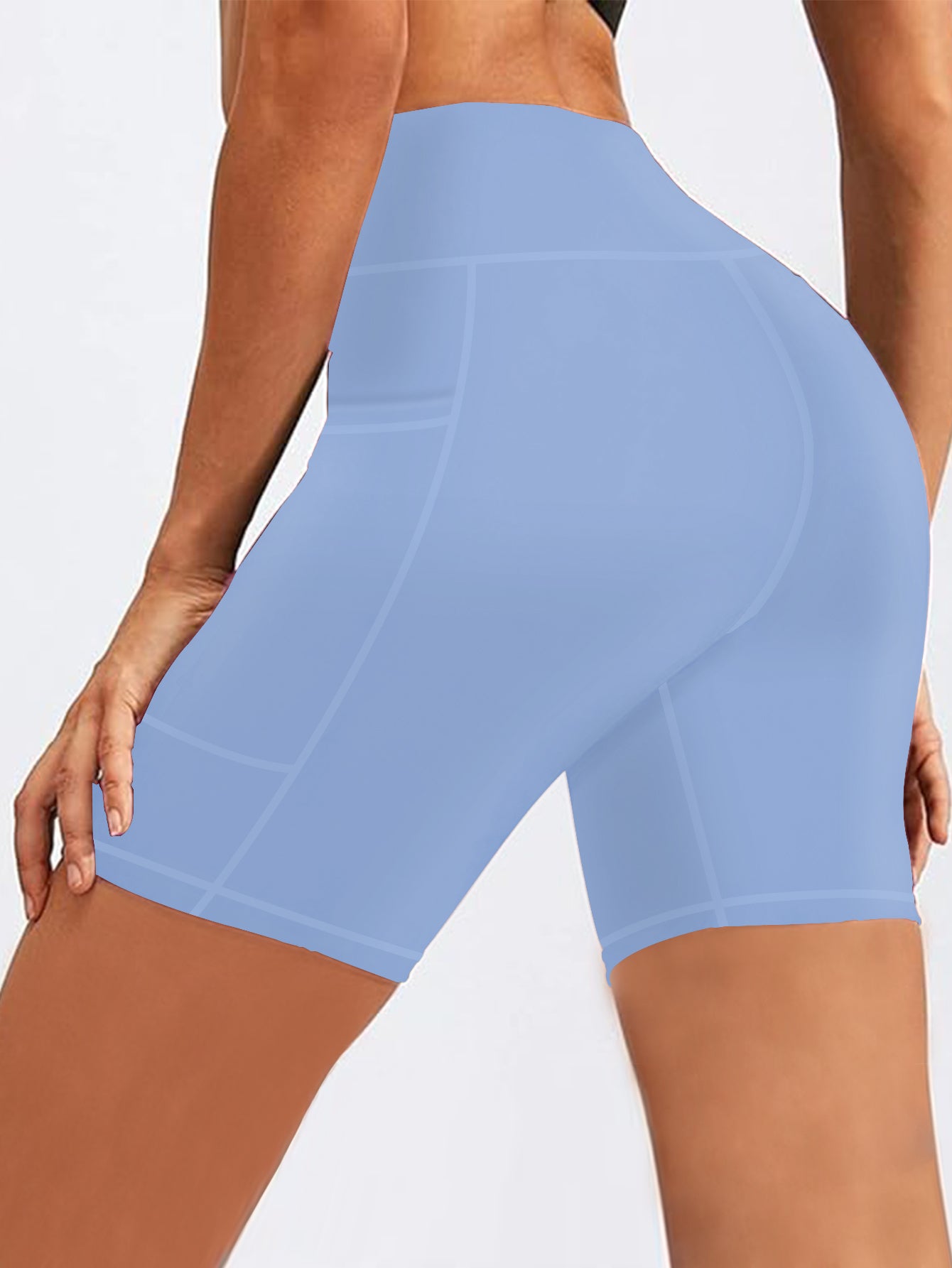 Plus Size High-Waisted Workout Shorts with Pockets Tummy Control Yoga Running Shorts for Women Moisture-Wicking Extended Sizes
