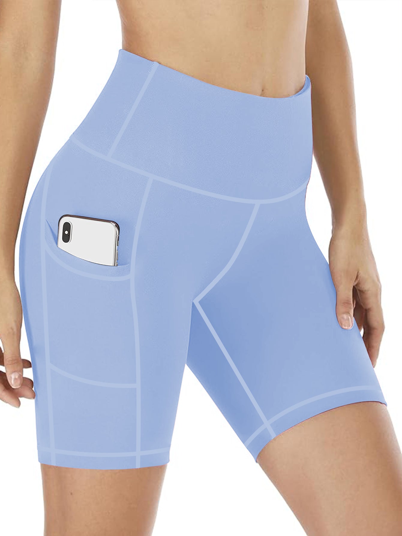 Plus Size High-Waisted Workout Shorts with Pockets Tummy Control Yoga Running Shorts for Women Moisture-Wicking Extended Sizes