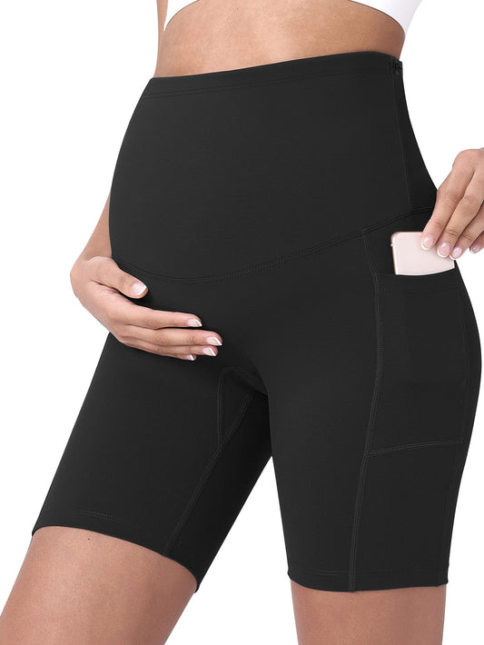 Maternity Yoga Shorts for Women High-Waisted Pregnancy Workout Shorts with Pockets,Stretchy Wide Elastic Waistband,Pre Postpartum Activewear