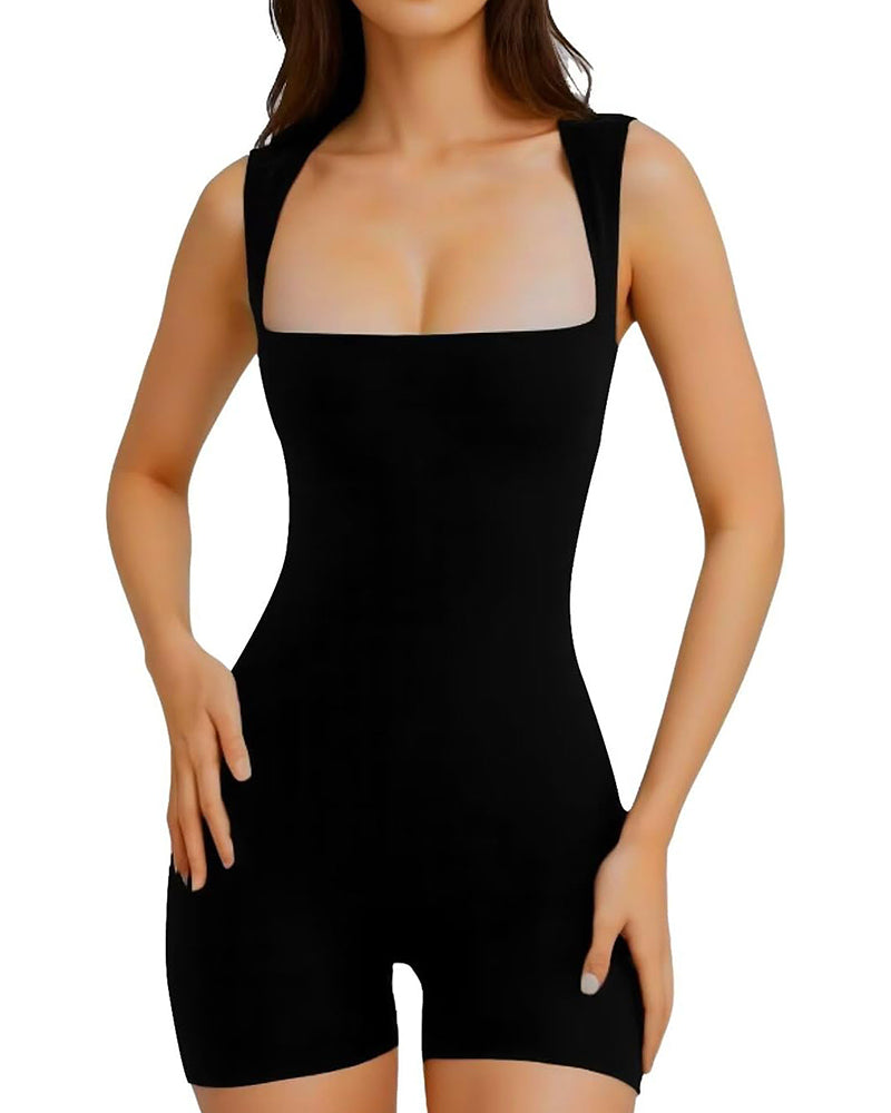 Sunzel Buttery Soft Shorts Sports Women's Square Neck Butt Lift Bodysuit