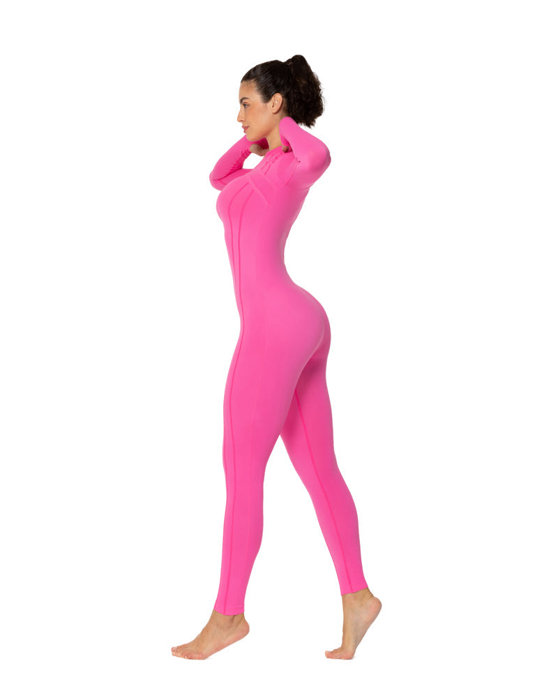 25" Women's Long Sleeve Bodycon Zip Jumpsuits