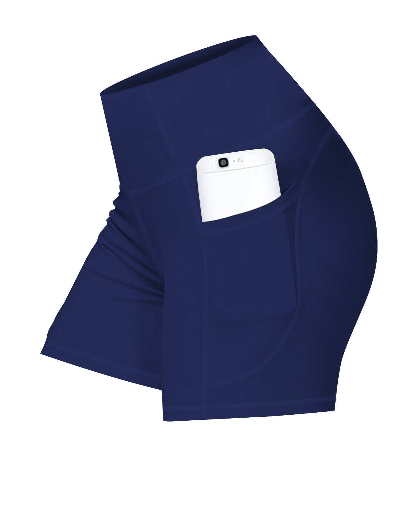 High-Waisted Yoga Shorts with Phone Pocket Women's Workout Shorts 10 Inch Inseam Moisture-Wicking Fabric Tummy Control Fitness Shorts for Running Gym Pilates