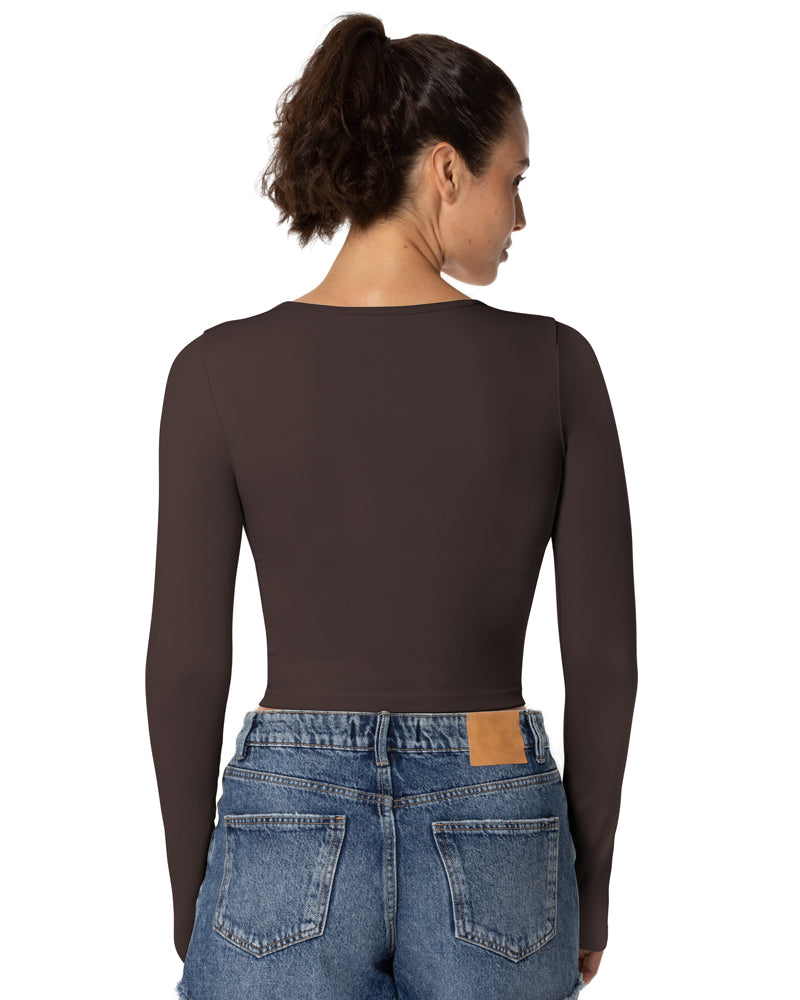 Sexy seamless shirt with wide square collar