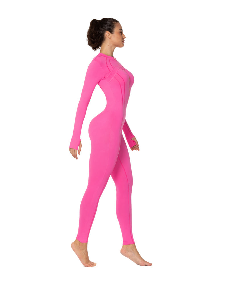 25" Women's Long Sleeve Bodycon Zip Jumpsuits