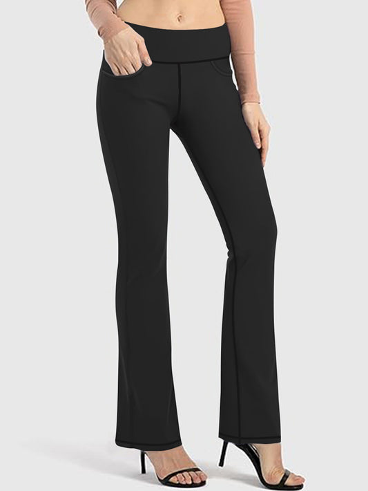 High-Waisted Yoga Bootcut Pants with Side Pocket Stretchy Women's Workout Leggings Comfortable &amp; Flexible for Gym,Running,Yoga Sizes S-5XL