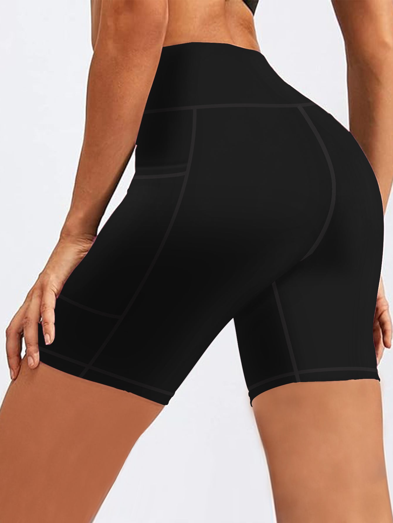 Plus Size High-Waisted Workout Shorts with Pockets Tummy Control Yoga Running Shorts for Women Moisture-Wicking Extended Sizes