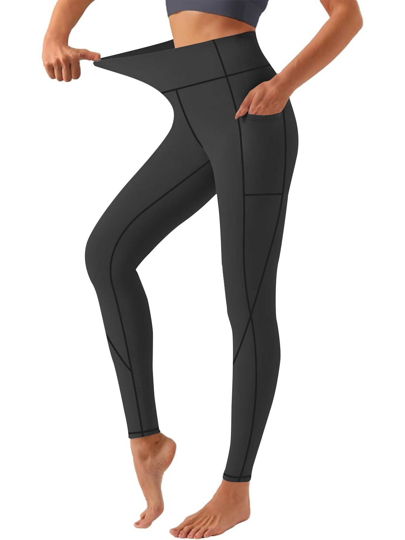 Plus-Size High-Waisted Yoga Pants for Women with X-Band Tummy Control Side Pockets Moisture-Wicking Workout Leggings 0XL-5XL Inclusive