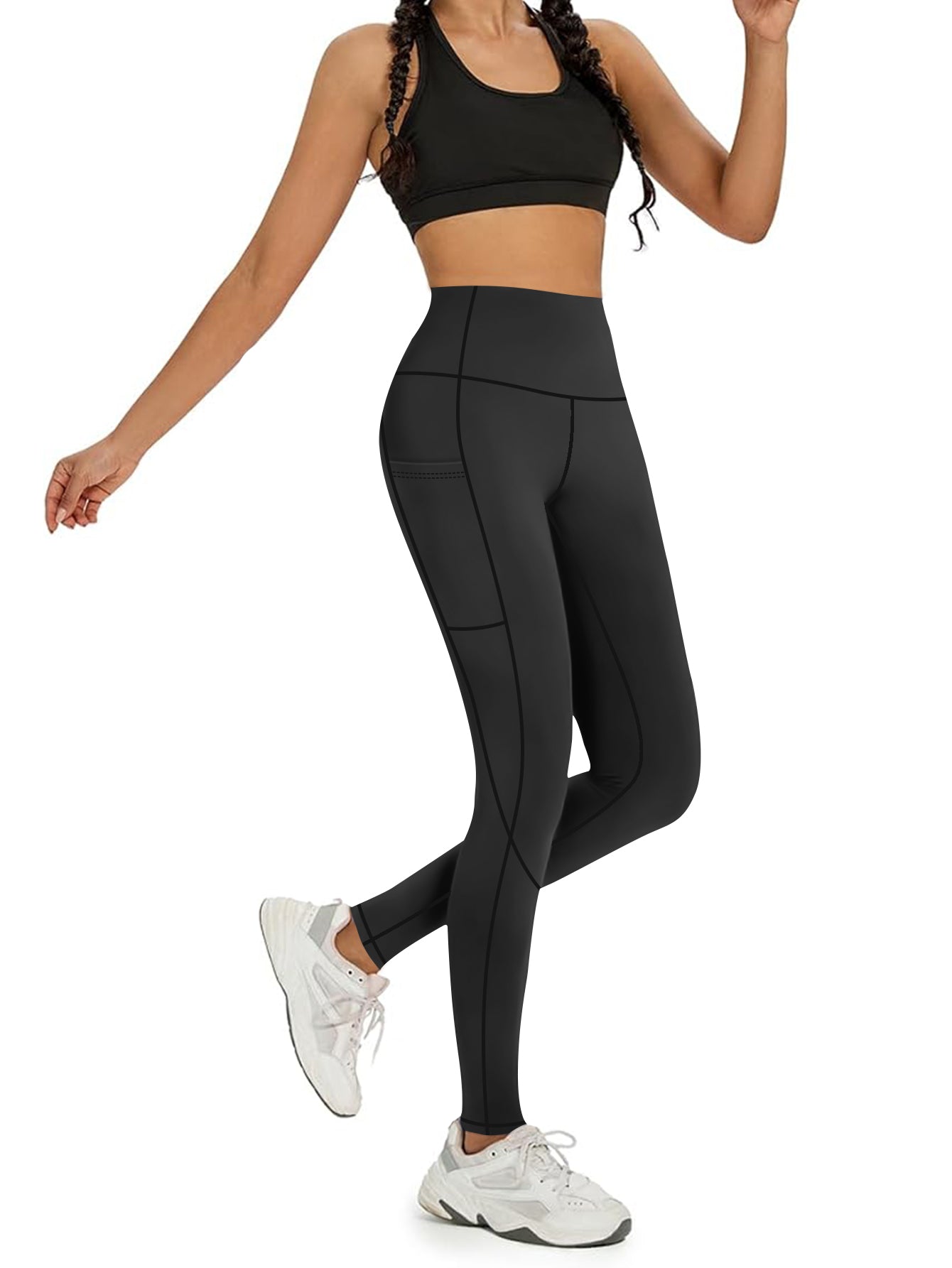 Plus-Size High-Waisted Yoga Pants for Women with X-Band Tummy Control Side Pockets Moisture-Wicking Workout Leggings 0XL-5XL Inclusive